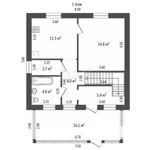 Дом 92м², 2-этажный, участок 10 сот.  