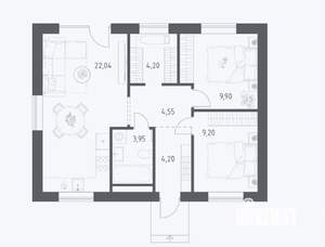 Дом 61м², 1-этажный, участок 6 сот.  