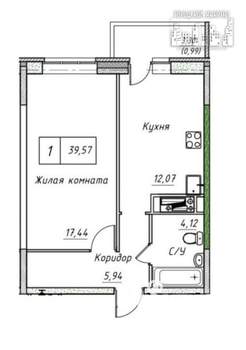 1-к квартира, на длительный срок, 40м2, 2/17 этаж