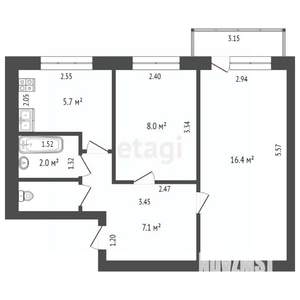 2-к квартира, вторичка, 40м2, 4/5 этаж