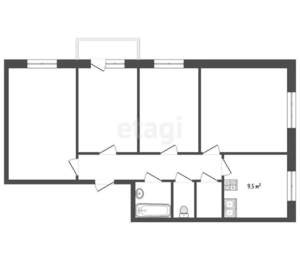 4-к квартира, вторичка, 74м2, 2/9 этаж