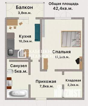 1-к квартира, вторичка, 46м2, 9/17 этаж