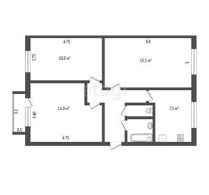 3-к квартира, вторичка, 58м2, 5/5 этаж