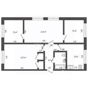 4-к квартира, вторичка, 60м2, 1/5 этаж