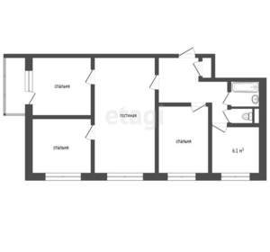 4-к квартира, вторичка, 63м2, 2/5 этаж