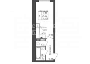 Студия квартира, вторичка, 25м2, 3/5 этаж