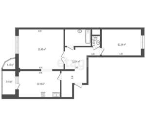 2-к квартира, вторичка, 66м2, 3/17 этаж