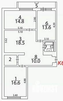3-к квартира, сданный дом, 80м2, 2/12 этаж