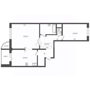 2-к квартира, вторичка, 66м2, 3/17 этаж