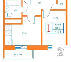 1-к квартира, вторичка, 41м2, 10/17 этаж