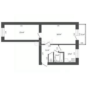 2-к квартира, вторичка, 46м2, 2/2 этаж