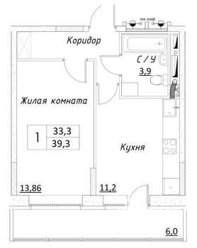 1-к квартира, вторичка, 33м2, 10/14 этаж