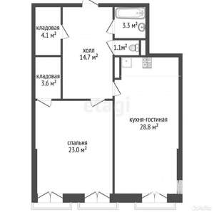 2-к квартира, вторичка, 79м2, 3/16 этаж