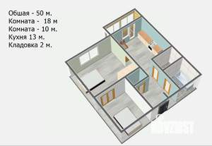 2-к квартира, вторичка, 51м2, 16/17 этаж
