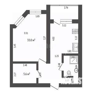 1-к квартира, вторичка, 43м2, 2/10 этаж