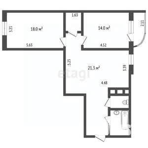 2-к квартира, вторичка, 74м2, 9/12 этаж