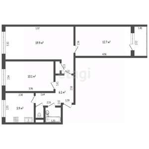 3-к квартира, вторичка, 59м2, 8/9 этаж