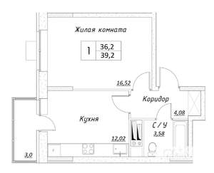 1-к квартира, вторичка, 36м2, 10/14 этаж
