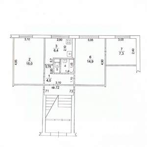 3-к квартира, вторичка, 51м2, 1/5 этаж
