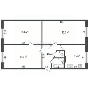 3-к квартира, вторичка, 59м2, 5/5 этаж