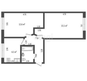 2-к квартира, вторичка, 42м2, 1/5 этаж