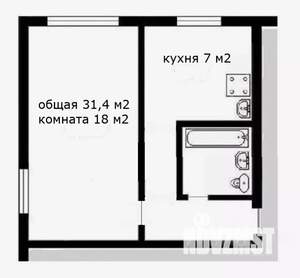 1-к квартира, вторичка, 31м2, 8/9 этаж