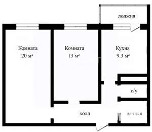 2-к квартира, вторичка, 54м2, 5/9 этаж
