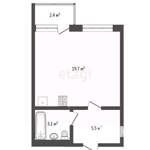 Студия квартира, вторичка, 29м2, 1/10 этаж