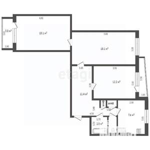 3-к квартира, вторичка, 72м2, 8/9 этаж