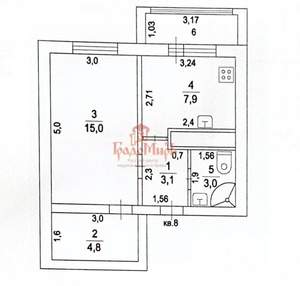 1-к квартира, вторичка, 35м2, 2/3 этаж