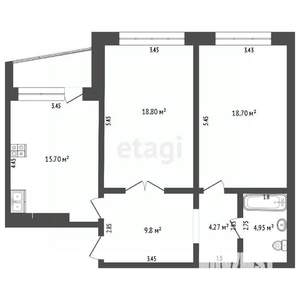 2-к квартира, вторичка, 73м2, 8/10 этаж