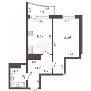 1-к квартира, вторичка, 43м2, 8/18 этаж