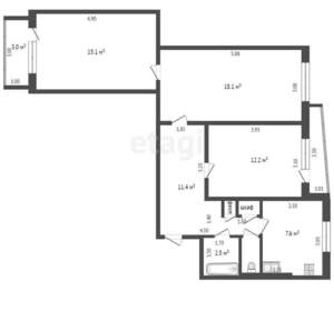 3-к квартира, вторичка, 72м2, 8/9 этаж
