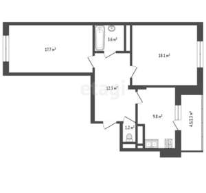 2-к квартира, вторичка, 63м2, 4/17 этаж