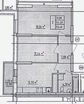 2-к квартира, вторичка, 56м2, 9/17 этаж