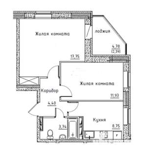 2-к квартира, вторичка, 49м2, 4/16 этаж