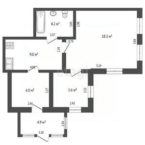 2-к квартира, вторичка, 50м2, 1/2 этаж