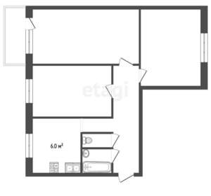 3-к квартира, вторичка, 61м2, 9/9 этаж