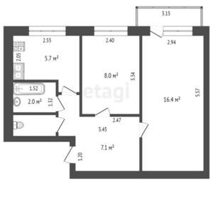 2-к квартира, вторичка, 40м2, 4/5 этаж