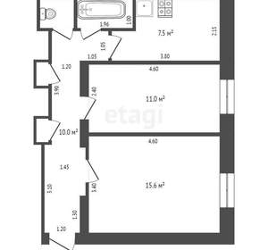 2-к квартира, вторичка, 48м2, 2/2 этаж