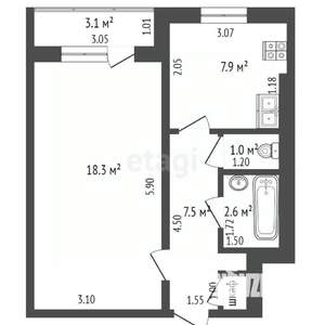 1-к квартира, вторичка, 37м2, 4/9 этаж