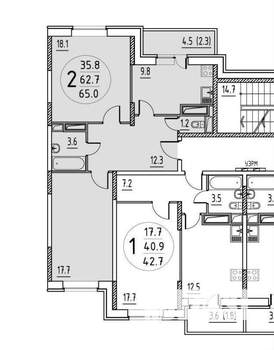 2-к квартира, вторичка, 62м2, 13/17 этаж