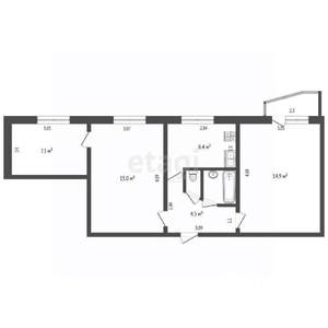 3-к квартира, вторичка, 51м2, 3/5 этаж