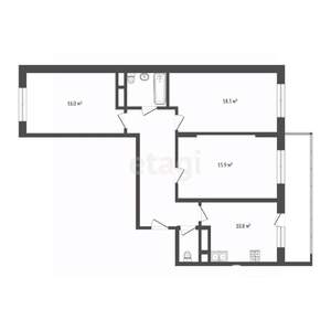 3-к квартира, вторичка, 80м2, 12/17 этаж