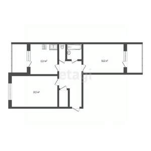 2-к квартира, вторичка, 64м2, 3/15 этаж