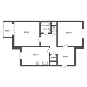 2-к квартира, вторичка, 74м2, 2/17 этаж