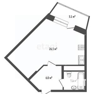 Студия квартира, сданный дом, 34м2, 17/17 этаж