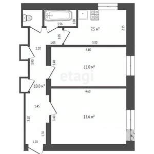 2-к квартира, вторичка, 48м2, 2/2 этаж