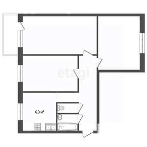 3-к квартира, вторичка, 61м2, 9/9 этаж