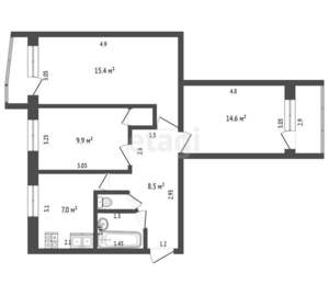 3-к квартира, вторичка, 61м2, 3/9 этаж